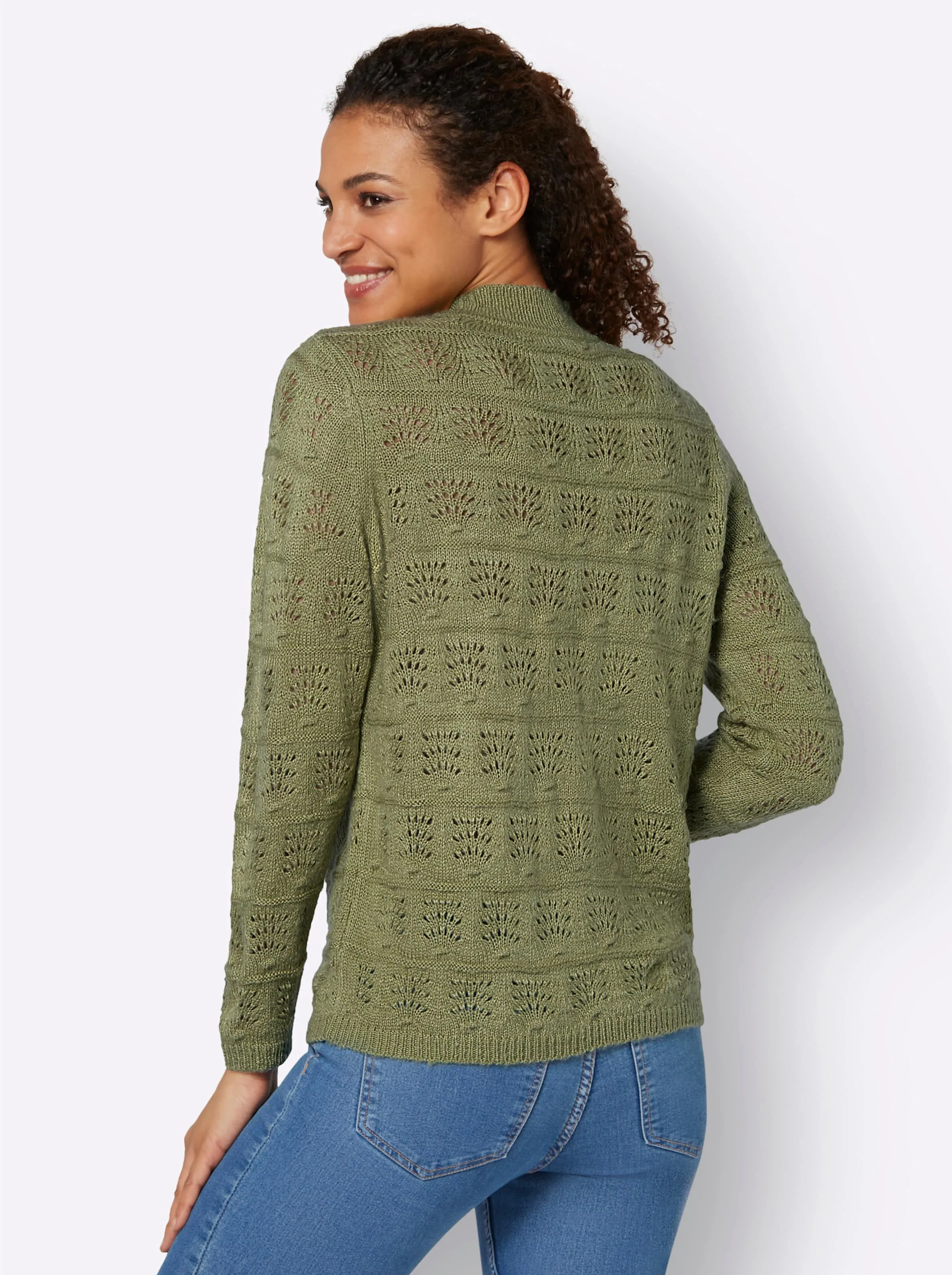 Ajour-Pullover in schilf-meliert