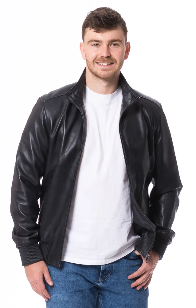 Asher schwarze Leder Jacke für Männer von TRENDZONE