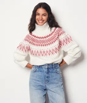 Bicolor-Pullover mit Hochalbschliessender Kragen POLYESTER
