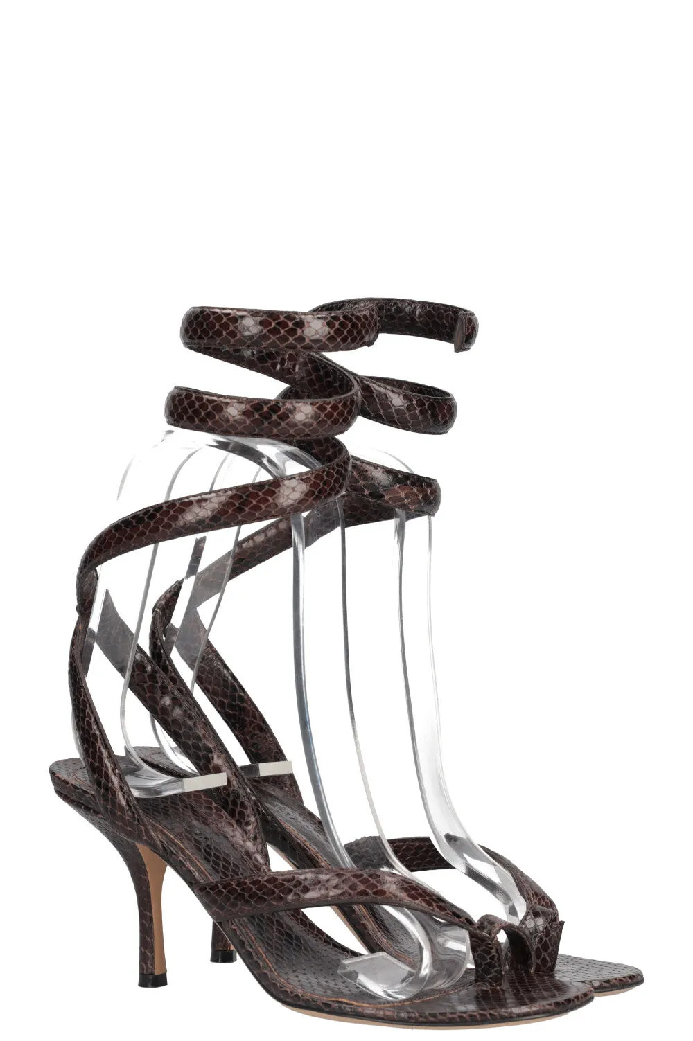 BOTTEGA VENETA Spiral Heels Python Print Brown