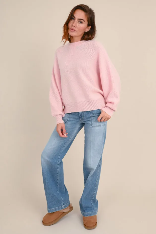 Cashmere Pullover mit Fledermausärmel in Rosa