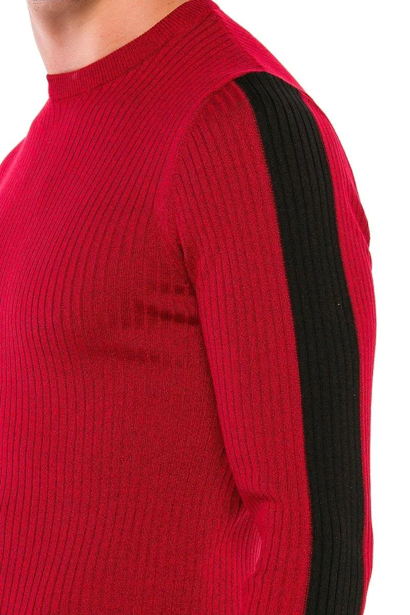 CP194 Herren Strickpullover mit seitlichen Kontraststreifen
