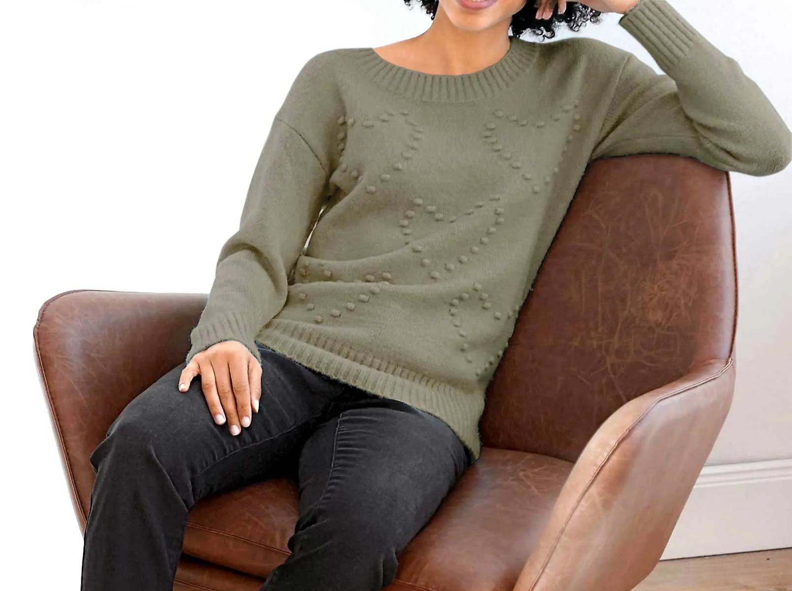 Damen Strickpullover schlamm