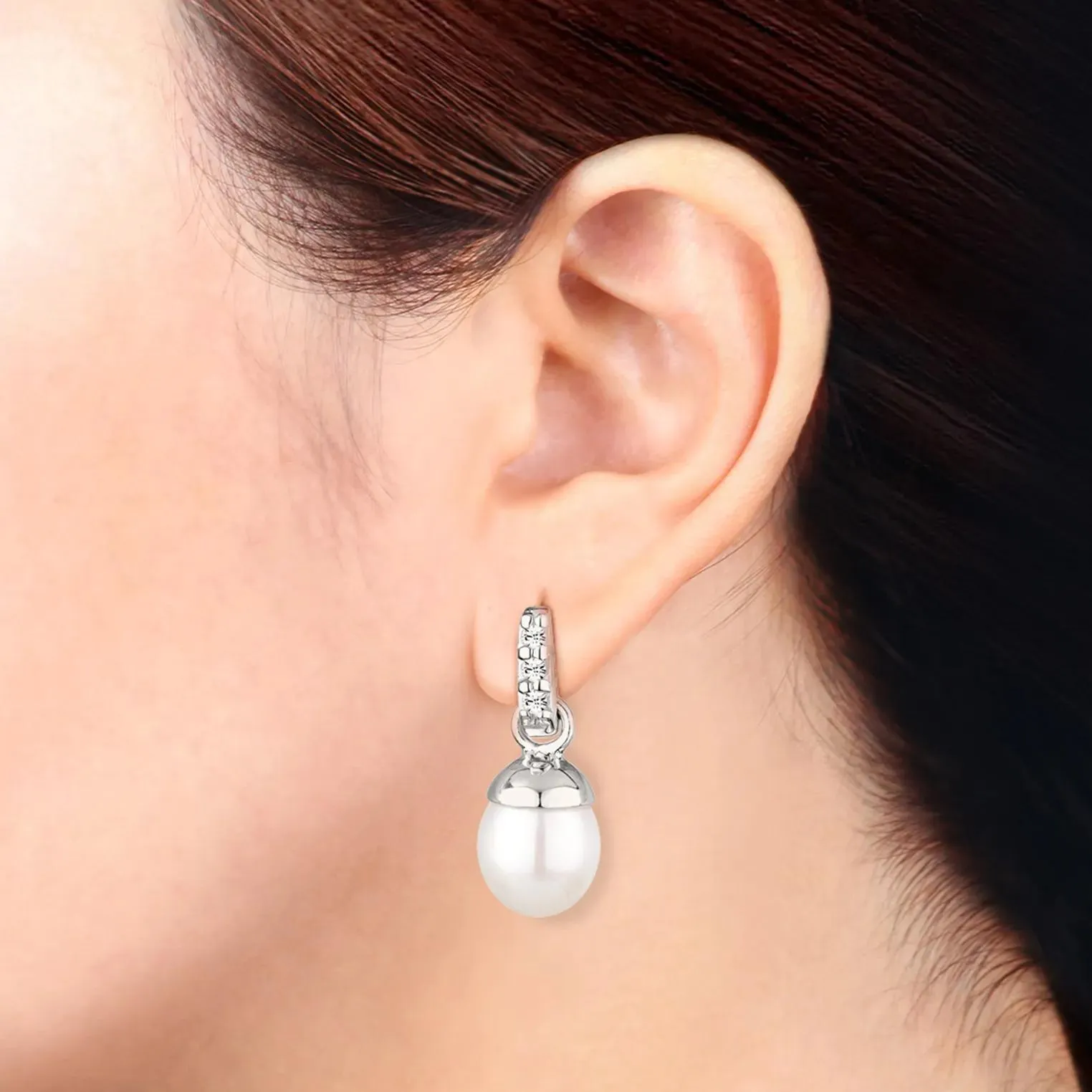   Elli  Schmuckset Süßwasserperle Kristalle Silber weiss  Mittellange Halskette 