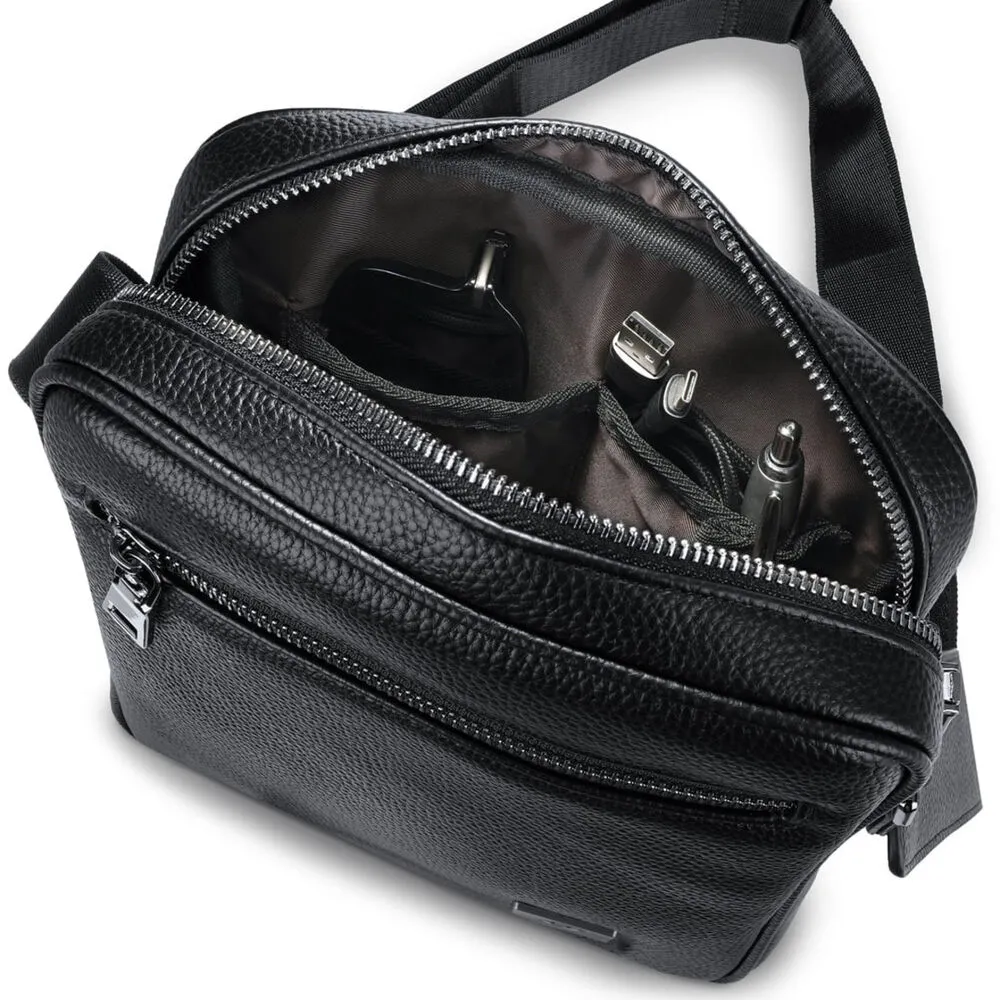 Klassische Herren Crossbody Umhängetasche schwarz 15680