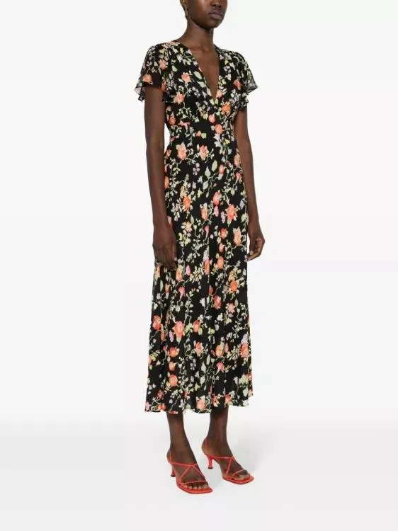   Rixo  Floral Dress Multicolor  Midi-Kleider 