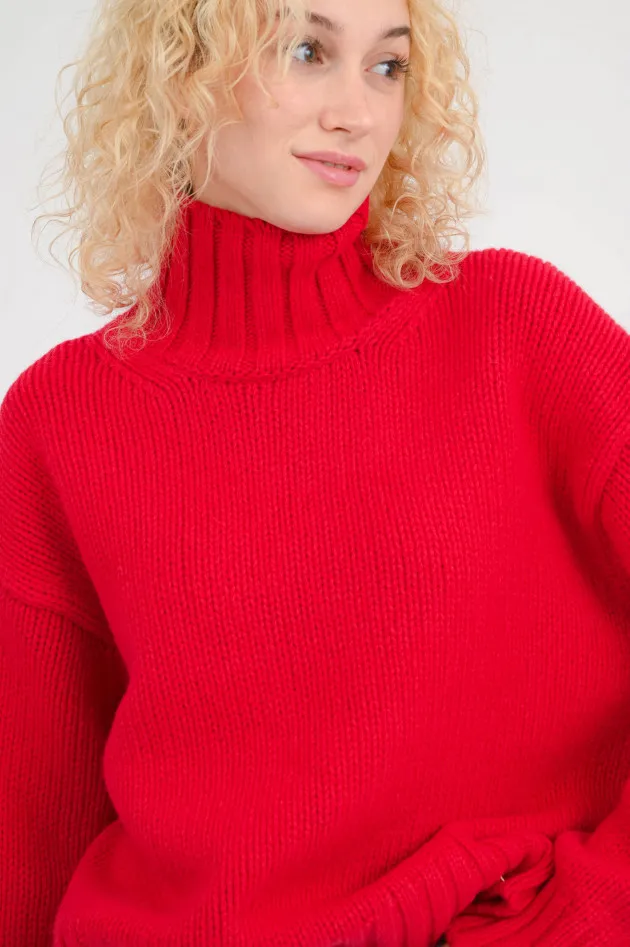 Rollkragenpullover in Chilli Pepper Red