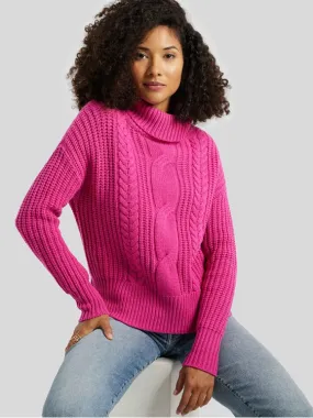 Rollkragenpullover mit Zopfmuster