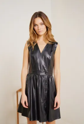 Sleeveless faux leather dress