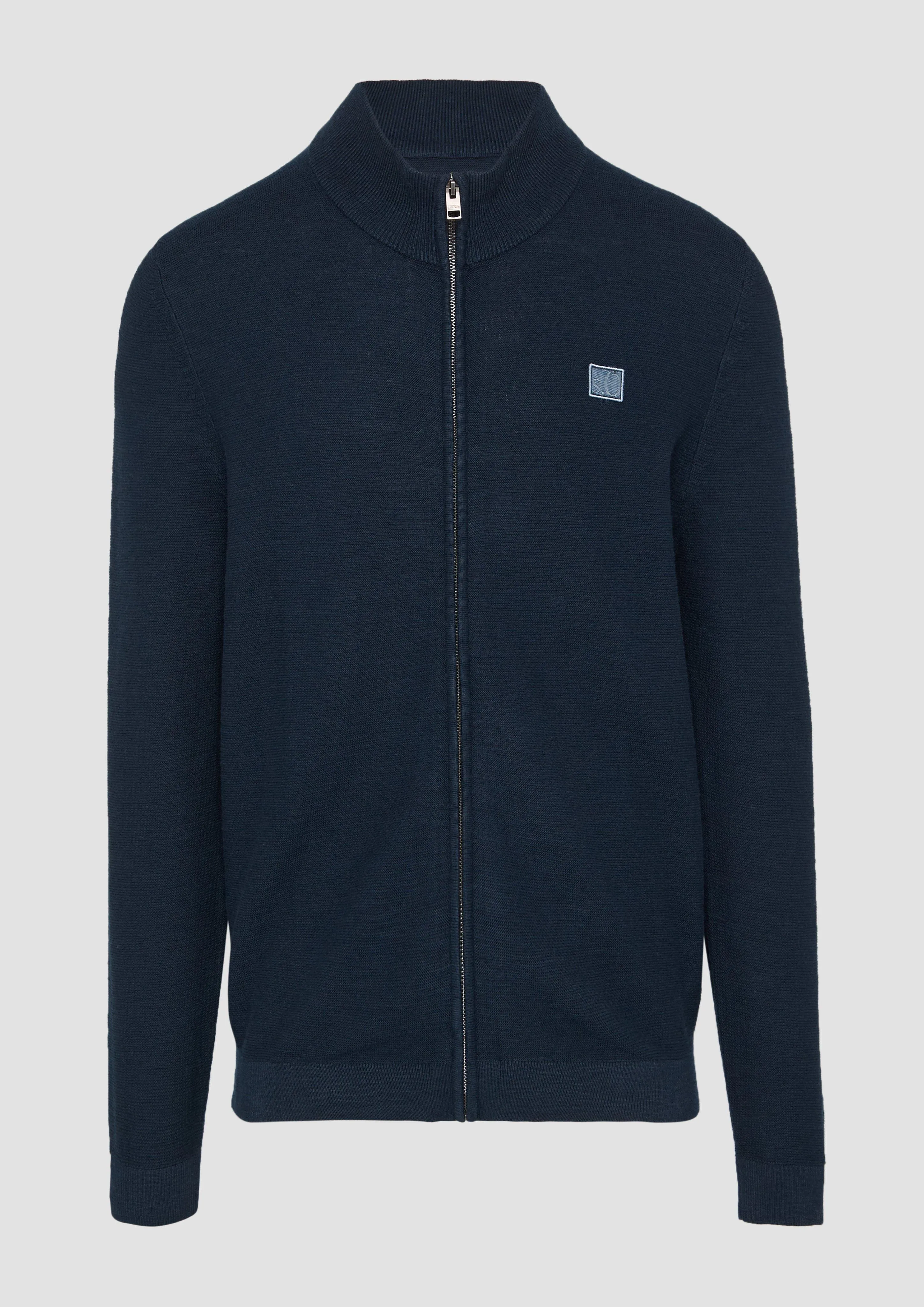 Strukturierte Strickjacke mit Logo-Patch