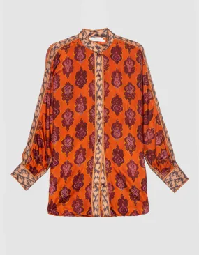 ZIMMERMANN Wylie Dolman Sunset Ikat Mulitcolor // Gemusterte Seiden-Bluse